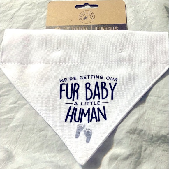 🐾 OPEN ROAD Doggie Bandana - Baby Announcement  size 8.25 x 6.5“ NWT - Picture 2 of 6